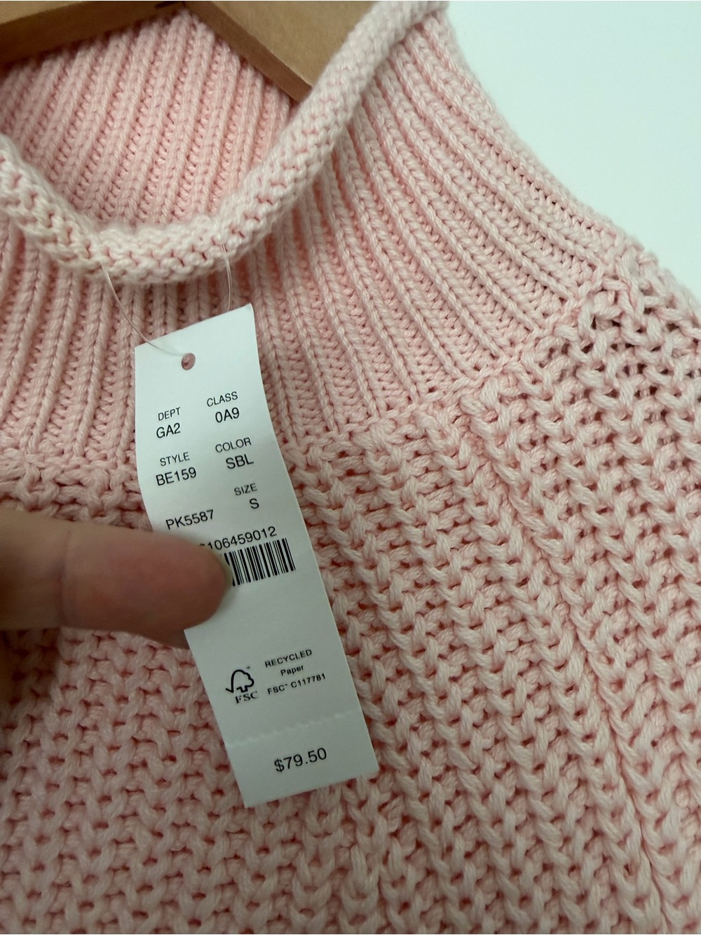 NWT J. Crew Funnel Neck Sweater Ballerina Slipper Baby Pink 100% Cotton Small - Picture 6 of 9